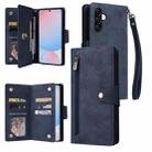 For Samsung Galaxy A56 5G Rivet Buckle 9 Cards Three Fold Leather Phone Case(Blue) - 1
