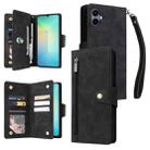 For Samsung Galaxy A07 4G / 5G Rivet Buckle 9 Cards Three Fold Leather Phone Case(Black) - 1