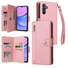 For Samsung Galaxy A17 5G Rivet Buckle 9 Cards Three Fold Leather Phone Case(Rose Gold) - 1
