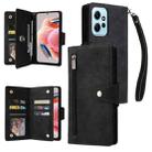 For Redmi Note 12 4G Rivet Buckle 9 Cards Three Fold Leather Phone Case(Black) - 1