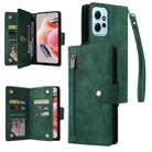 For Redmi Note 12 4G Rivet Buckle 9 Cards Three Fold Leather Phone Case(Green) - 1