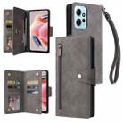 For Redmi Note 12 4G Rivet Buckle 9 Cards Three Fold Leather Phone Case(Grey) - 1