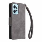 For Redmi Note 12 4G Rivet Buckle 9 Cards Three Fold Leather Phone Case(Grey) - 3