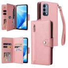 For OnePlus Nord 200 5G Rivet Buckle 9 Cards Three Fold Leather Phone Case(Rose Gold) - 1