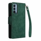 For OnePlus Nord 200 5G Rivet Buckle 9 Cards Three Fold Leather Phone Case(Green) - 3