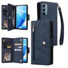 For OnePlus Nord 200 5G Rivet Buckle 9 Cards Three Fold Leather Phone Case(Blue) - 1