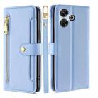 For Redmi 13 4G Sheep Texture Cross-body Zipper Wallet Leather Phone Case(Blue) - 1