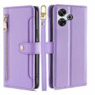 For Redmi 13 4G Sheep Texture Cross-body Zipper Wallet Leather Phone Case(Purple) - 1