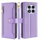 For Redmi Note 14 Pro 5G Sheep Texture Cross-body Zipper Wallet Leather Phone Case(Purple) - 1