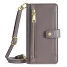 For Redmi Note 14 4G 163.25mm Sheep Texture Cross-body Zipper Wallet Leather Phone Case(Grey) - 2