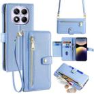 For Redmi Note 14 Pro 4G Sheep Texture Cross-body Zipper Wallet Leather Phone Case(Blue) - 1