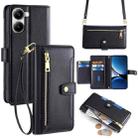 For Redmi Turbo 4 Sheep Texture Cross-body Zipper Wallet Leather Phone Case(Black) - 1