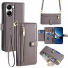 For Redmi Turbo 4 Sheep Texture Cross-body Zipper Wallet Leather Phone Case(Grey) - 1