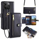 For Redmi Note 14 4G 164.84mm Sheep Texture Cross-body Zipper Wallet Leather Phone Case(Black) - 1