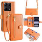 For Redmi Note 14S 4G Sheep Texture Cross-body Zipper Wallet Leather Phone Case(Orange) - 1