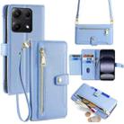 For Redmi Note 14S 4G Sheep Texture Cross-body Zipper Wallet Leather Phone Case(Blue) - 1
