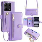 For Redmi Note 14S 4G Sheep Texture Cross-body Zipper Wallet Leather Phone Case(Purple) - 1