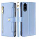 For Fujitsu Arrows We2 Sheep Texture Cross-body Zipper Wallet Leather Phone Case(Blue) - 1