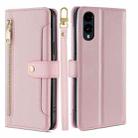 For Fujitsu Arrows We2 Sheep Texture Cross-body Zipper Wallet Leather Phone Case(Pink) - 1