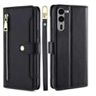 For Fujitsu Arrows We2 Plus Sheep Texture Cross-body Zipper Wallet Leather Phone Case(Black) - 1