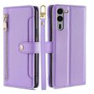 For Fujitsu Arrows We2 Plus Sheep Texture Cross-body Zipper Wallet Leather Phone Case(Purple) - 1