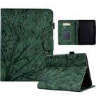 For Amazon Kindle Paperwhite 12th 2024 Fortune Tree Pressure Flower Smart Leather Tablet Case(Green) - 1