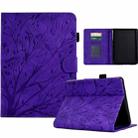 For Amazon Kindle Paperwhite 12th 2024 Fortune Tree Pressure Flower Smart Leather Tablet Case(Purple) - 1