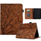 For Amazon Kindle Paperwhite 12th 2024 Fortune Tree Pressure Flower Smart Leather Tablet Case(Brown) - 1