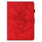 For Amazon Kindle Paperwhite 12th 2024 Peony Butterfly Embossed Leather Smart Tablet Case(Red) - 2