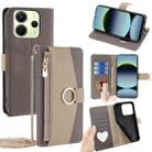 For Redmi Note 14 4G 163.25mm Crossbody Litchi Texture Leather Phone Case(Grey) - 1