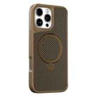 For iPhone 16 Pro Max Carbon Fiber Texture 360 MagSafe Holder Phone Case(Desert Gold) - 1