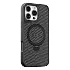 For iPhone 16 Pro Max Carbon Fiber Texture 360 MagSafe Holder Phone Case(Black) - 1