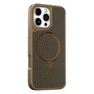 For iPhone 16 Pro Carbon Fiber Texture 360 MagSafe Holder Phone Case(Desert Gold) - 1