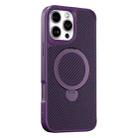 For iPhone 16 Pro Carbon Fiber Texture 360 MagSafe Holder Phone Case(Purple) - 1