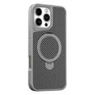 For iPhone 16 Pro Carbon Fiber Texture 360 MagSafe Holder Phone Case(Titanium Gray) - 1