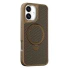 For iPhone 16 Plus Carbon Fiber Texture 360 MagSafe Holder Phone Case(Desert Gold) - 1