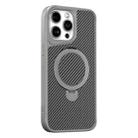 For iPhone 15 Pro Max Carbon Fiber Texture 360 MagSafe Holder Phone Case(Titanium Gray) - 1