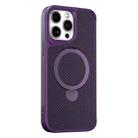 For iPhone 15 Pro Carbon Fiber Texture 360 MagSafe Holder Phone Case(Purple) - 1