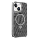 For iPhone 15 Plus / 14 Plus Carbon Fiber Texture 360 MagSafe Holder Phone Case(Titanium Gray) - 1