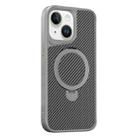 For iPhone 15 Carbon Fiber Texture 360 MagSafe Holder Phone Case(Titanium Gray) - 1