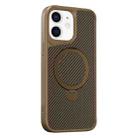 For iPhone 12 / 12 Pro Carbon Fiber Texture 360 MagSafe Holder Phone Case(Desert Gold) - 1