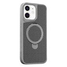 For iPhone 12 / 12 Pro Carbon Fiber Texture 360 MagSafe Holder Phone Case(Titanium Gray) - 1