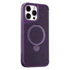 For iPhone 12 Pro Max Carbon Fiber Texture 360 MagSafe Holder Phone Case(Purple) - 1