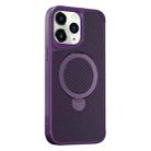 For iPhone 11 Pro Max Carbon Fiber Texture 360 MagSafe Holder Phone Case(Purple) - 1
