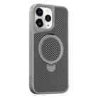 For iPhone 11 Pro Max Carbon Fiber Texture 360 MagSafe Holder Phone Case(Titanium Gray) - 1