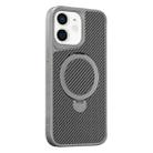 For iPhone 11 Carbon Fiber Texture 360 MagSafe Holder Phone Case(Titanium Gray) - 1