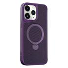 For iPhone 11 Pro Carbon Fiber Texture 360 MagSafe Holder Phone Case(Purple) - 1