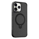 For iPhone 11 Pro Carbon Fiber Texture 360 MagSafe Holder Phone Case(Black) - 1