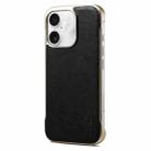 For iPhone 16 Plus Denior MagSafe Genuine Leather Calf Texture  Phone Case(Black) - 1