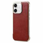 For iPhone 16 Plus Denior MagSafe Genuine Leather Calf Texture  Phone Case(Red) - 1